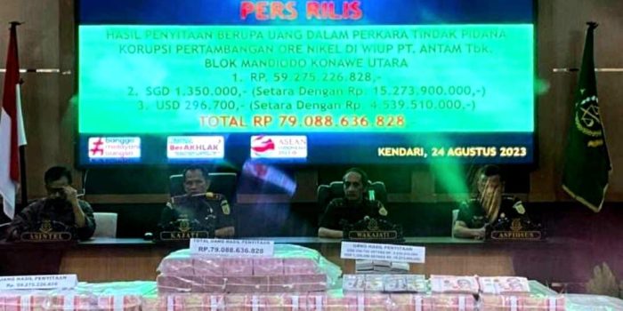 Dugaan Korupsi Pertambangan Blok Mandiodo Konut, Kejaksaan Sita 79 Miliar Uang Dari Rekening Para Tersangka