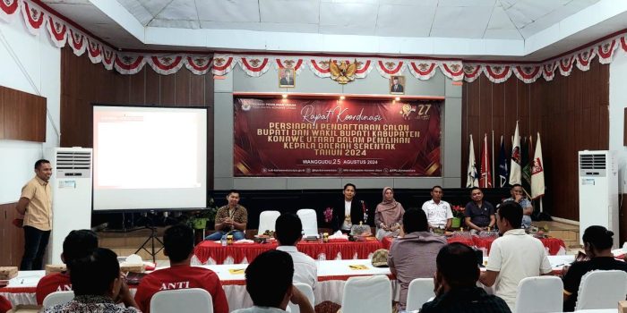 Jelang Pendaftaran Bakal Calon Bupati dan Wakil Bupati, KPU Konut Laksanakan Rakor