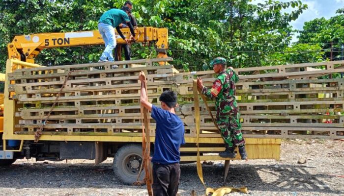 Pembangunan Jembatan Beiley di Konut Tunggu Air Banjir Surut