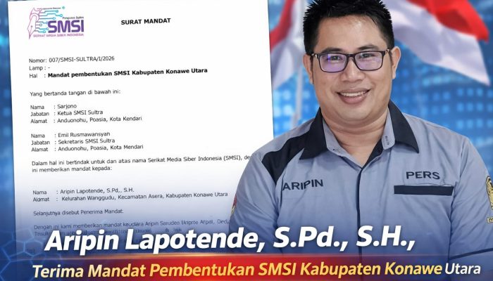 Aripin Lapotende Terima Mandat Pembentukan SMSI Kabupaten Konawe Utara