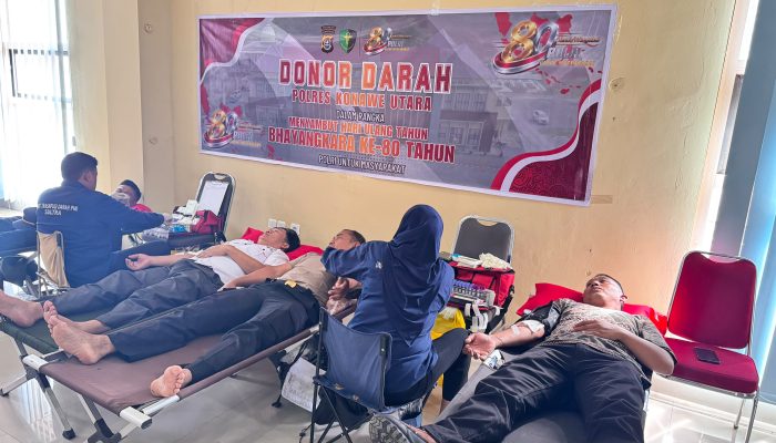 Cek Kesehatan Gratis dan Donor Darah Warnai Polres Konut Jelang Hari Bhayangkara ke-80