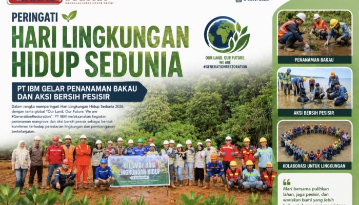 Peringati Hari Lingkungan Hidup Sedunia, PT IBM Gelar Penanaman Bakau dan Aksi Bersih Pesisir