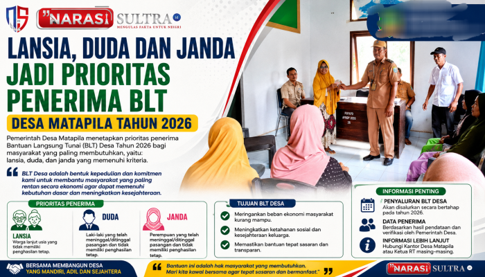 Lansia, Duda dan Janda Jadi Prioritas Penerima BLT Desa Matapila Tahun 2026