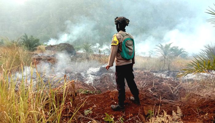 Lahan Warga di Desa Tadoloiyo Trans Terbakar, Polisi Bersama Warga Lakukan Pemadaman